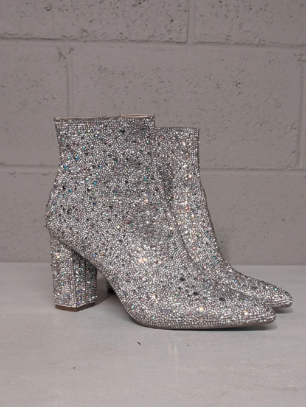 Blue By Betsey Johnson Rhinestone Encrusted Heeled Ankle Booties Size 7.5 - Picture 7 of 16